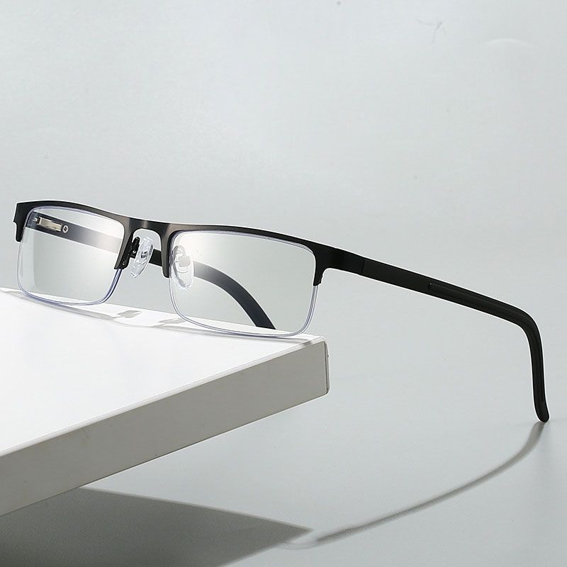 Photochromic Anti Radiation Blue Light Eyeglasses Square Metal Frame Computer Glasses for Women Men Transparent Lens Eyegalsses