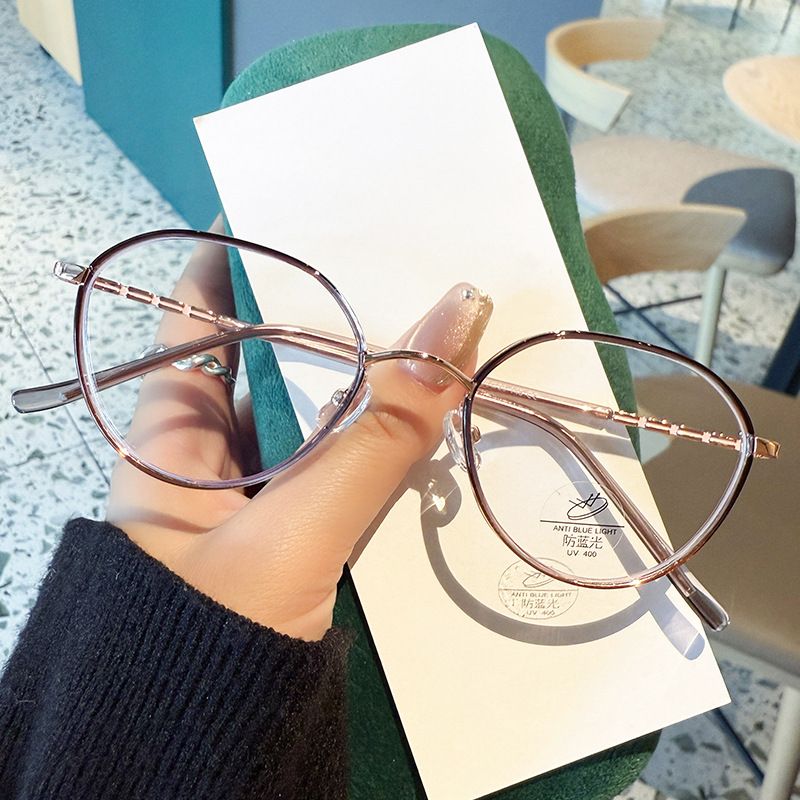 2026 New Ultralight Vintage Metal Glasses Frame Men Women Ellipse Frame Anti Blue Light Transparent Lens Optical Computer Eyeglasses