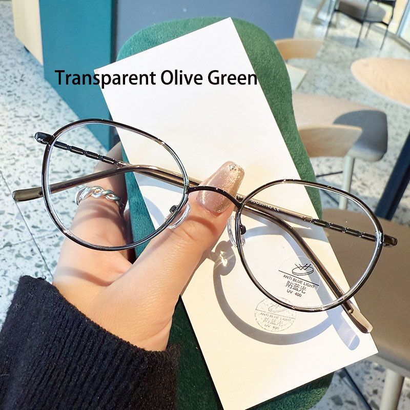 2026 New Ultralight Vintage Metal Glasses Frame Men Women Ellipse Frame Anti Blue Light Transparent Lens Optical Computer Eyeglasses