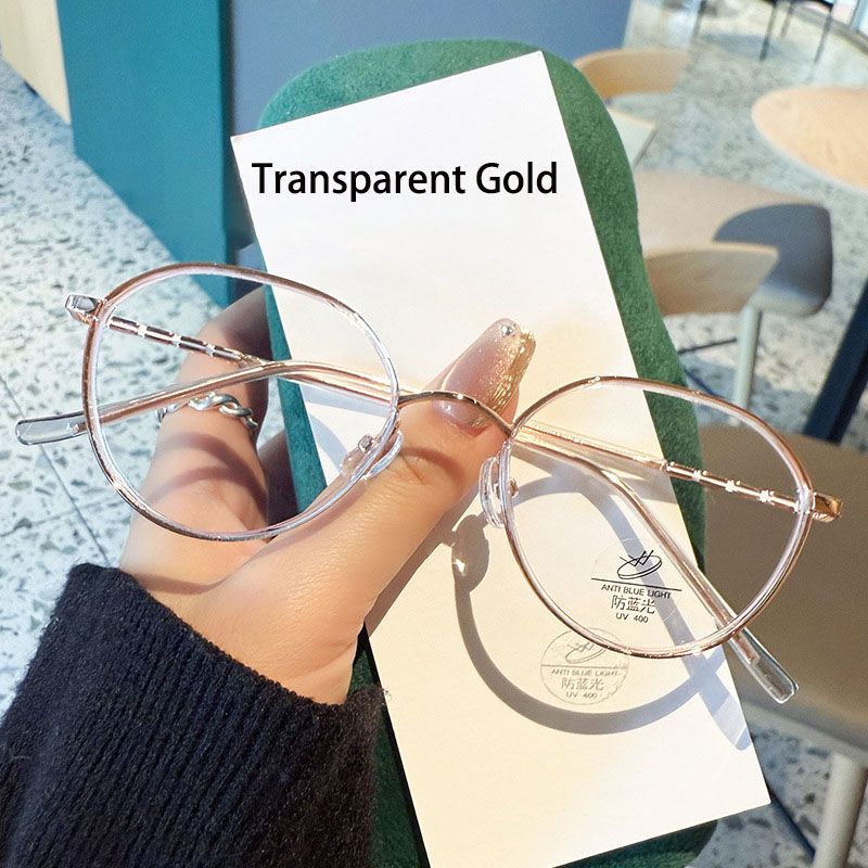 2026 New Ultralight Vintage Metal Glasses Frame Men Women Ellipse Frame Anti Blue Light Transparent Lens Optical Computer Eyeglasses