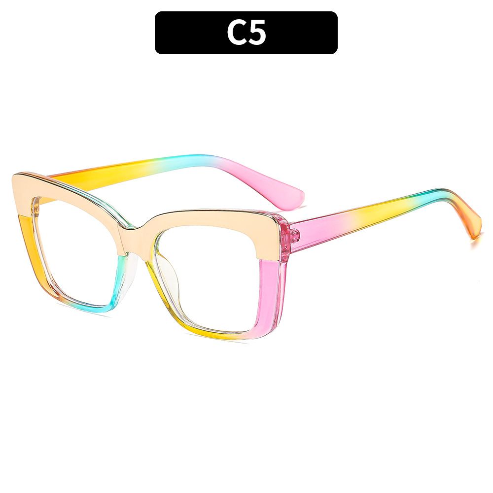 Fashion Metal Eyebrow Candy Color Cat Eye Women Glasses Frame Trending Anti Blue Light Blocking Transparent Lens Eyewear Women