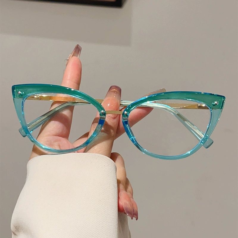 Vintage Cat Eye Clear Glasses Women Stylish Candy Color Rim Blue Light Blocking Optical Frames Trendy Brand Design Eyeglasses