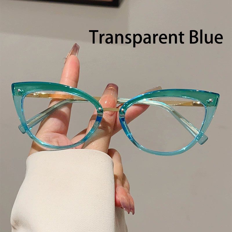 Vintage Cat Eye Clear Glasses Women Stylish Candy Color Rim Blue Light Blocking Optical Frames Trendy Brand Design Eyeglasses