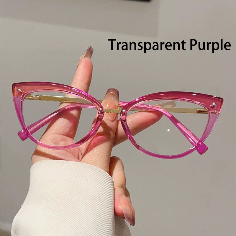Vintage Cat Eye Clear Glasses Women Stylish Candy Color Rim Blue Light Blocking Optical Frames Trendy Brand Design Eyeglasses