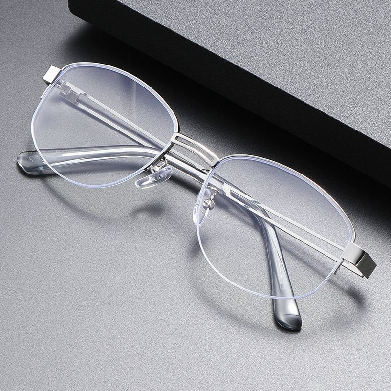 Classic Retro Rectangle Glasses Frame Men Women 2026 New Ultralight Metal Half Frame Anti Blue Light Transparent Lens Optical Eyewear
