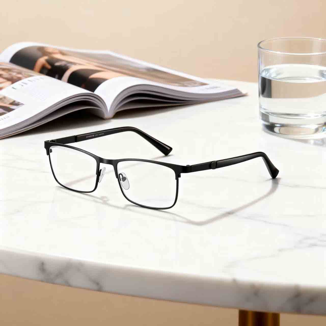 Fashionable Metal Half-frame Photochromic Presbyopia Glasses Men's Business HD Anti-blue Light Reading Glasses Diopter 0 To +4.0