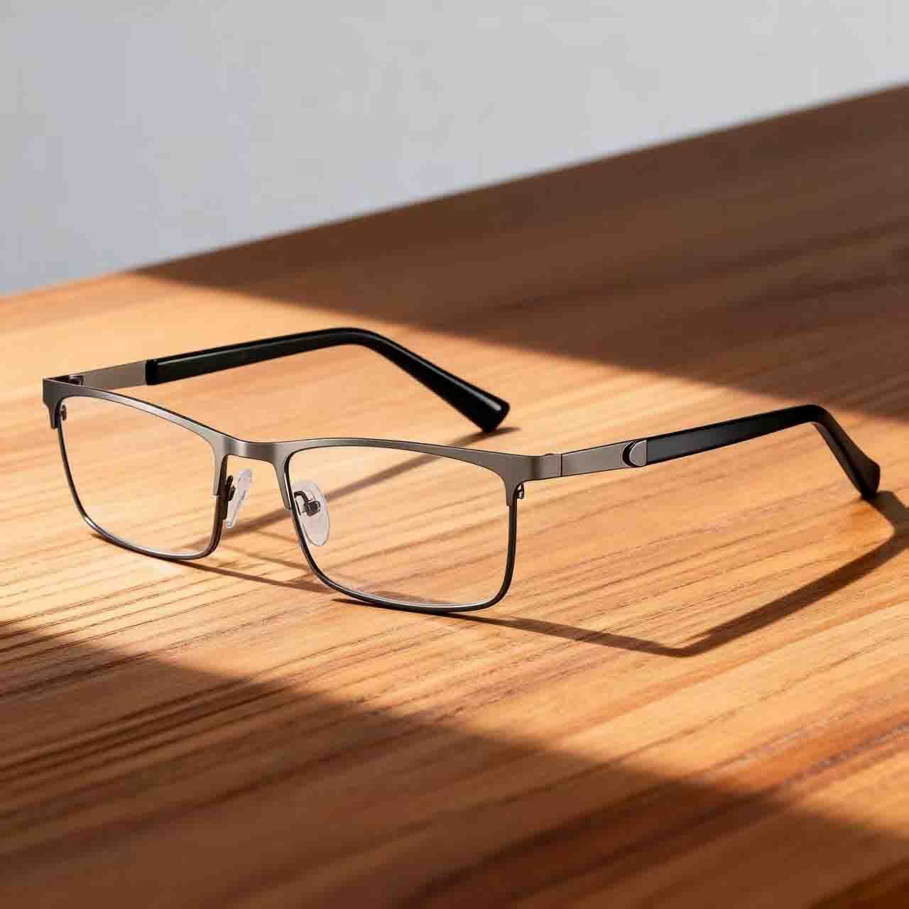 Fashionable Metal Half-frame Photochromic Presbyopia Glasses Men's Business HD Anti-blue Light Reading Glasses Diopter 0 To +4.0
