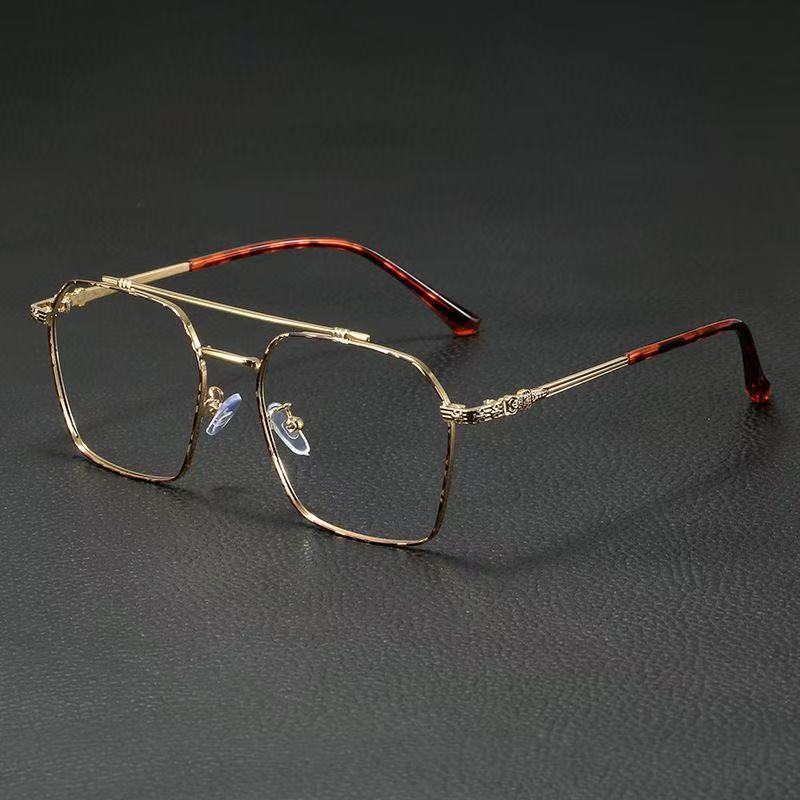 Vintage Blue Ray Blocking Anti-Blue Light Glasses Frame Ultralight Metal Square Eyeglasses Eye Protection Frame Eyewear Office