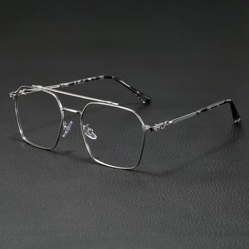 Vintage Blue Ray Blocking Anti-Blue Light Glasses Frame Ultralight Metal Square Eyeglasses Eye Protection Frame Eyewear Office