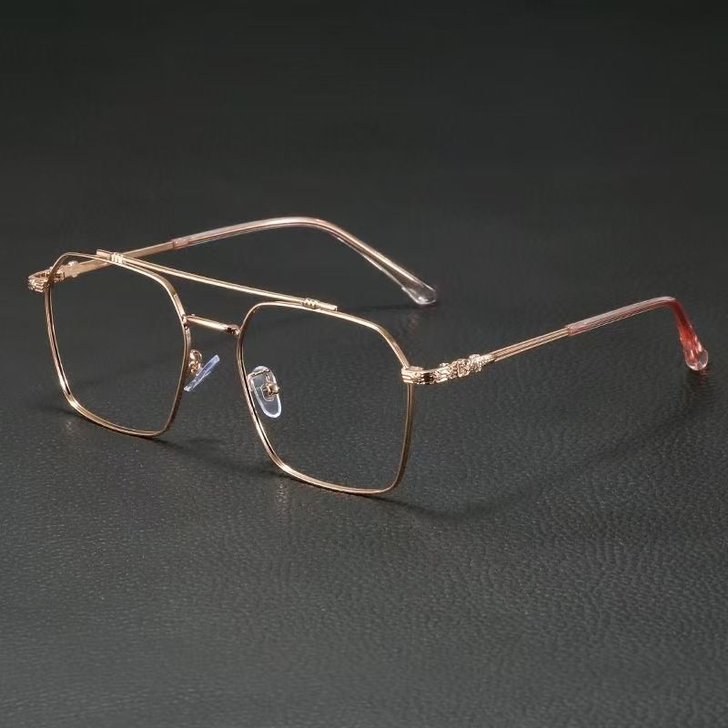 Vintage Blue Ray Blocking Anti-Blue Light Glasses Frame Ultralight Metal Square Eyeglasses Eye Protection Frame Eyewear Office