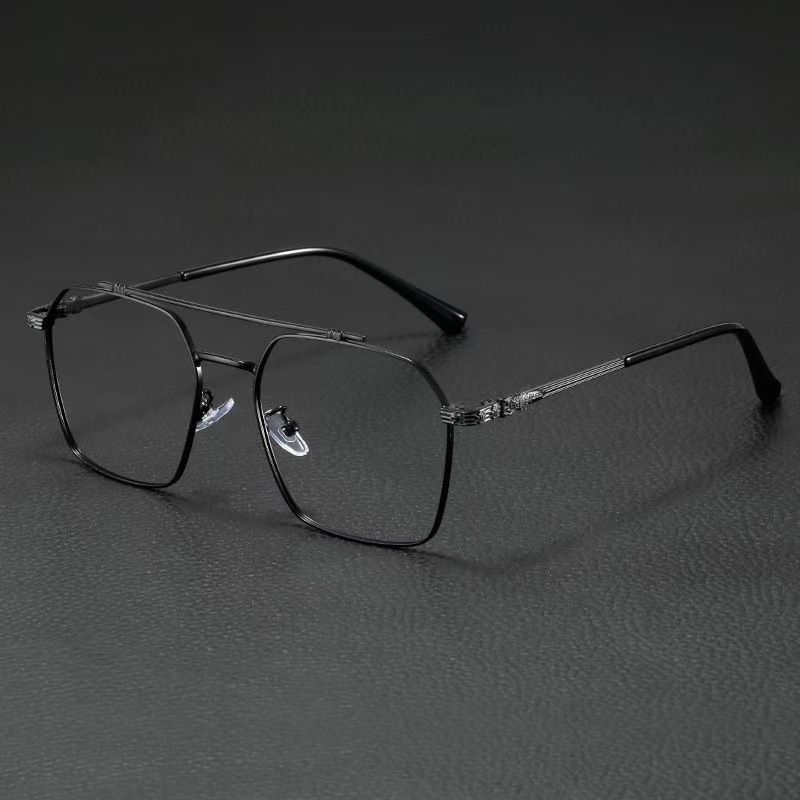 Vintage Blue Ray Blocking Anti-Blue Light Glasses Frame Ultralight Metal Square Eyeglasses Eye Protection Frame Eyewear Office
