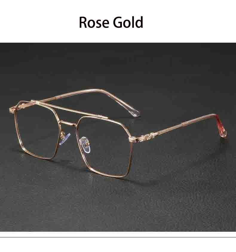 Vintage Blue Ray Blocking Anti-Blue Light Glasses Frame Ultralight Metal Square Eyeglasses Eye Protection Frame Eyewear Office