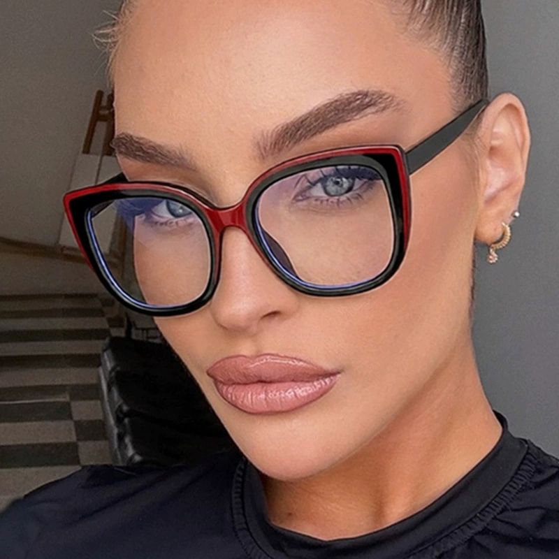 Retro Transparent Computer Glasses Women Anti Blue Light Square Cat Eye Eyewear Blocking Glasses Optical Spectacle Eyeglasses