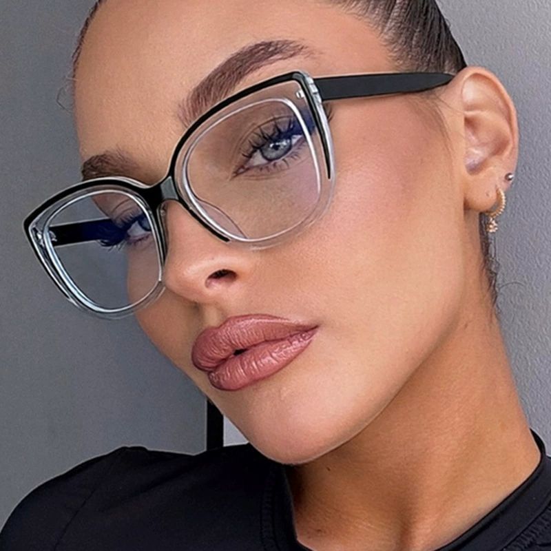 Retro Transparent Computer Glasses Women Anti Blue Light Square Cat Eye Eyewear Blocking Glasses Optical Spectacle Eyeglasses
