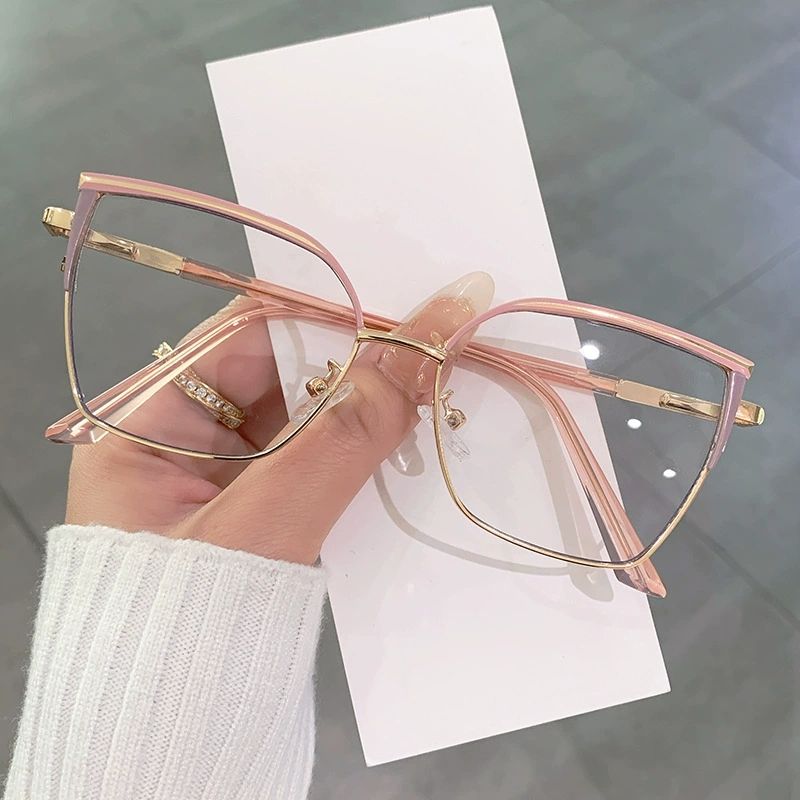 Fashion Light Photochromic Glasses Women Cat Eye Eyeglasses Minimalist Oversized Optical Computer Glasses Frames Clear Glasses
