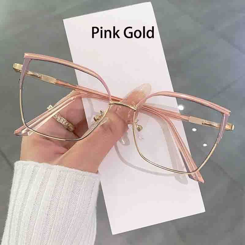 Fashion Light Photochromic Glasses Women Cat Eye Eyeglasses Minimalist Oversized Optical Computer Glasses Frames Clear Glasses