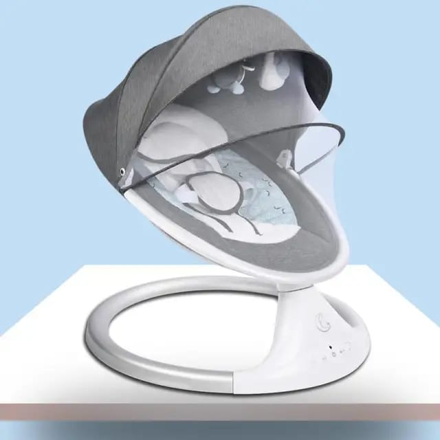 Electric/Battery operated baby swing with bluetooth,music toys,feeding plate and remote control....The swing soothes to stop crying