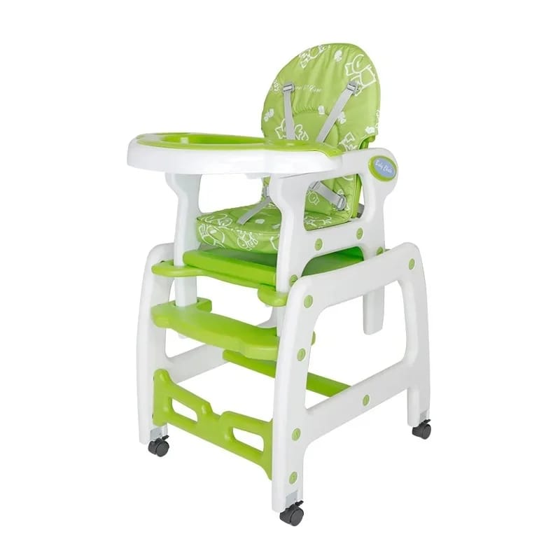 3-1 Convertible high baby feeding chair  with moveable wheels for easy rolling