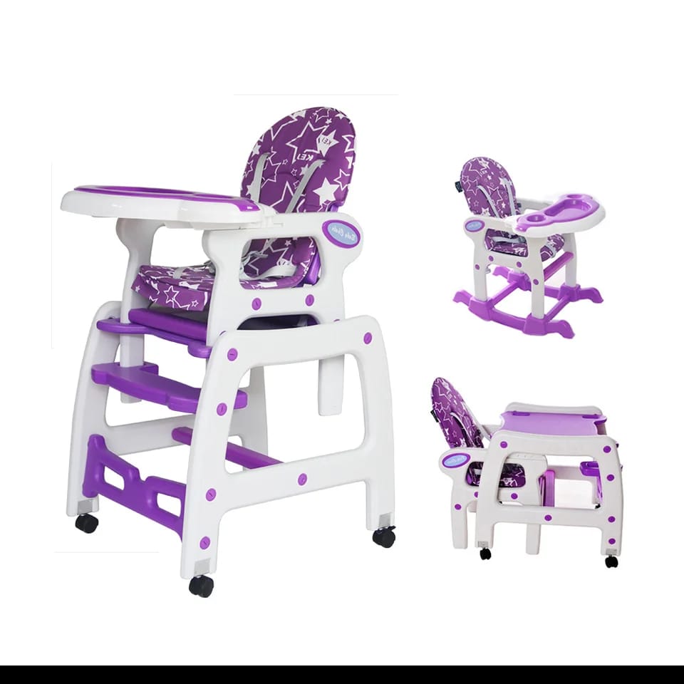3-1 Convertible high baby feeding chair  with moveable wheels for easy rolling