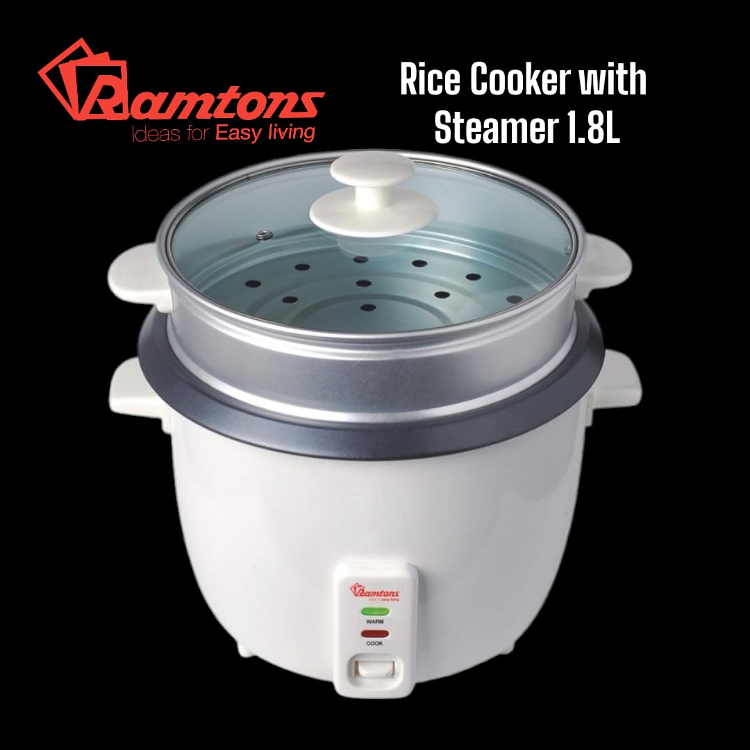 Ramtoms electric kitchen rice cooker with steamer and capacity of 1.8 litres and power of 700watts