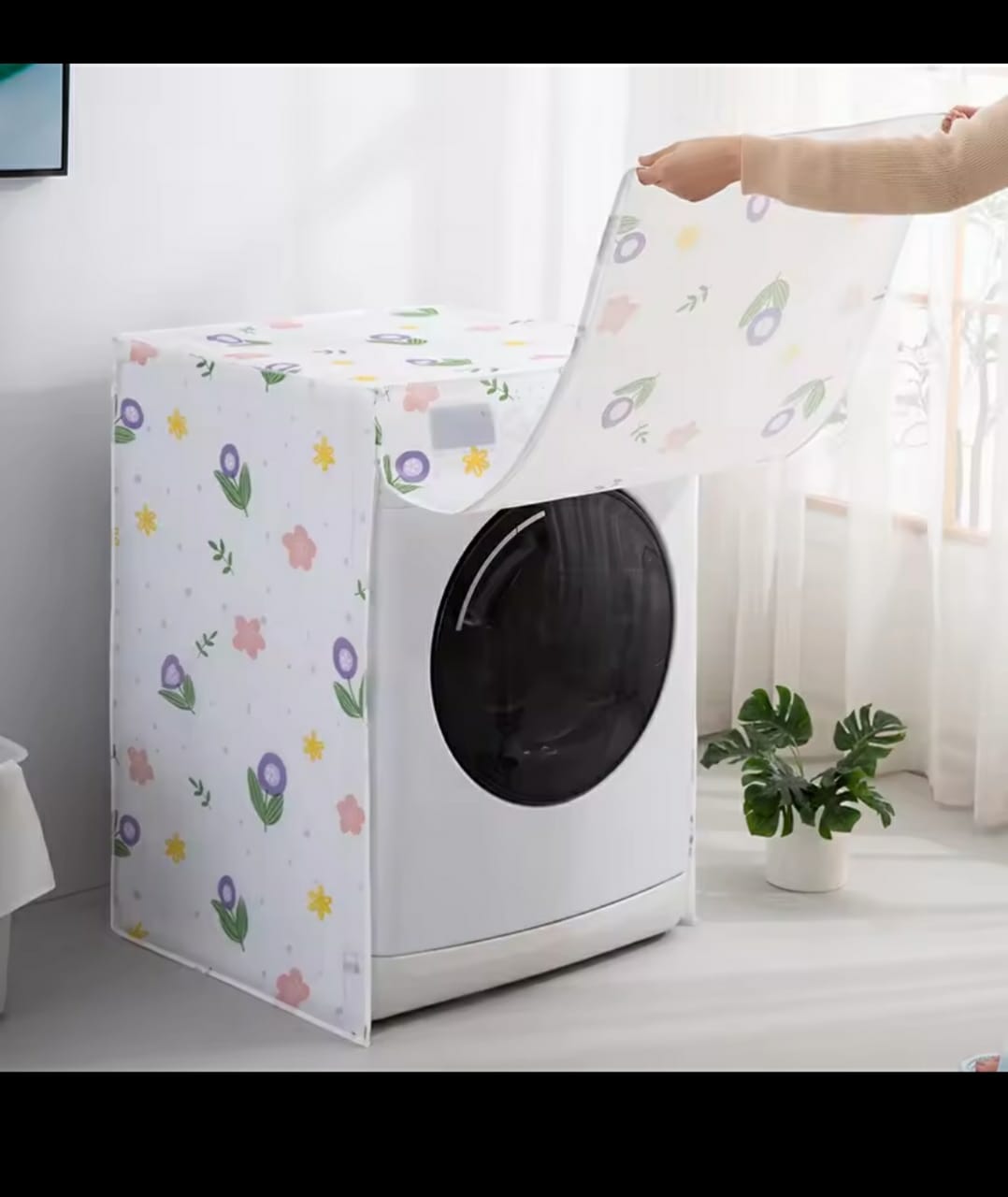 High quality front load home washing machine dust cover,...with cute cartoon print...can fit big washing machine