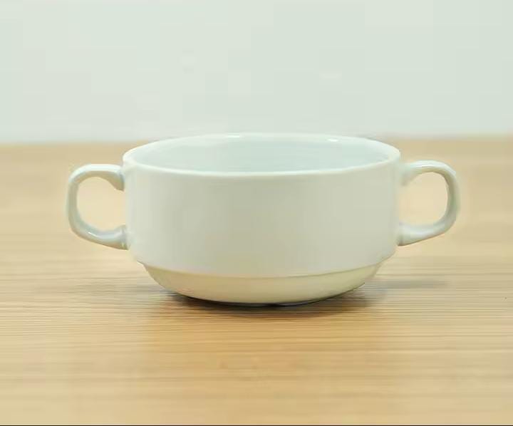 Set of 6pcs high quality kitchen ceramic soup bowls with handles