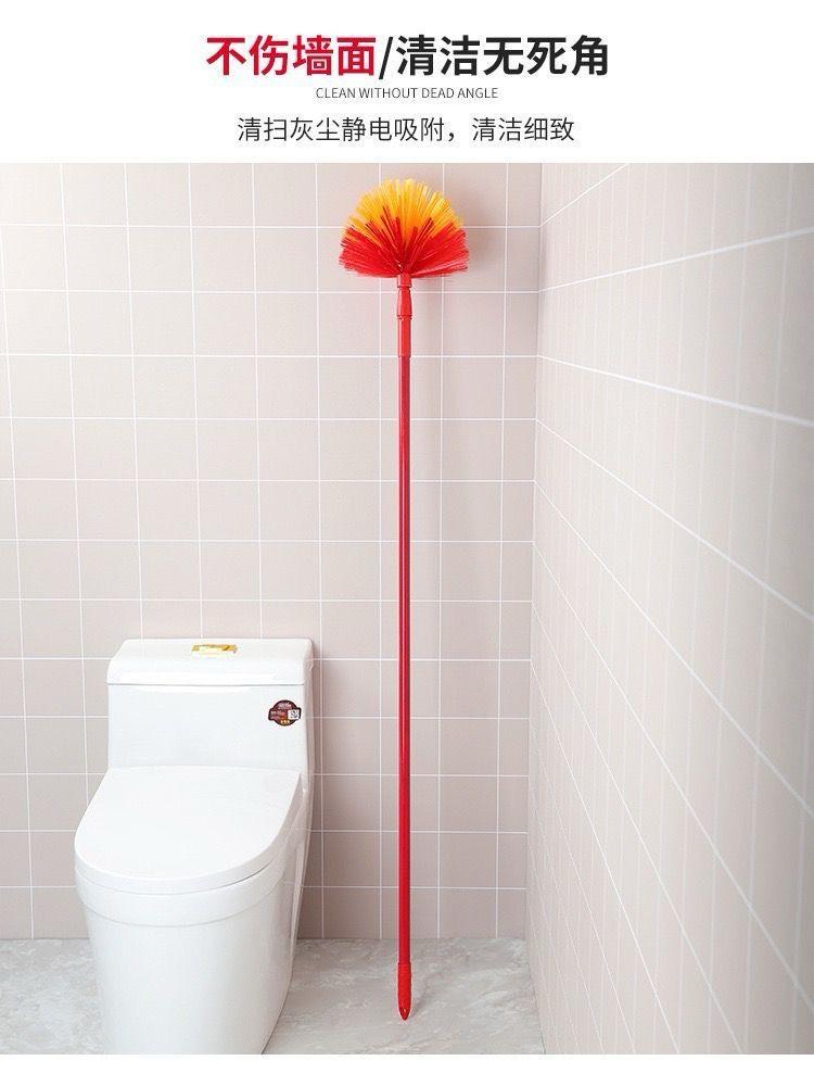 Extedable cobweb broom with extension pole...fan cleaner duster for ceiling with 6ft long handle,spider web brush for high reach,furniture,indoors and outdoor use