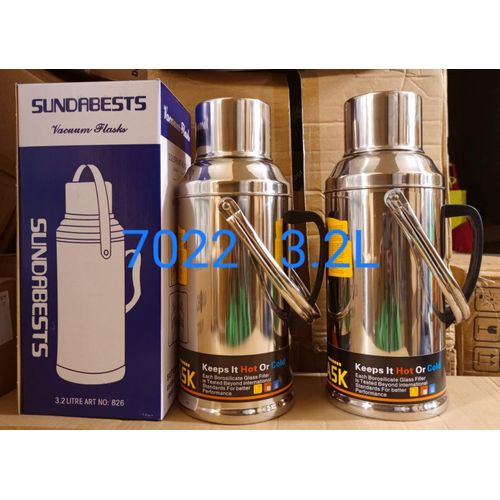 💦▪️SUNDABESTS 3.2ltrs stainless steel flask.Fashion Healthy Bottle
3.2 Liters Capacity
24 Hours Guaranteed Hot & Cold
Material: Inside glass
OUTSIDE Stainless Steel
