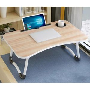 ⭕️🪡Foldable Laptop Table / Work Station Table With Cup Holder🪾Breakfast table/work table
Material - wood and aluminum stand 
Measurements Width 40cms Length 60cms Height 28cms
Comes fully assembled