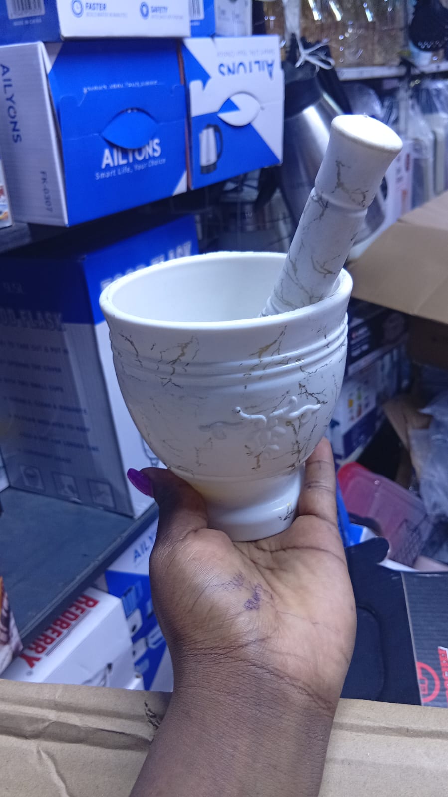 Mortar and Pestle Set Granite Spice Grinder Bowl, Herb Crusher, Make Fresh Guacamole at Home