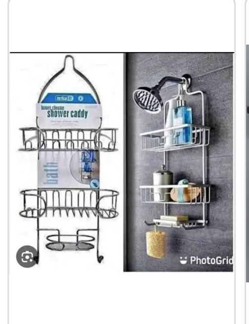Shower Caddy Stainless Steel 3-Tier Bathroom Organizer.Material: Stainless Steel
3 storage Shelves
Strong
Has soap dish Holder
Vertical Wall Hanging
Fits all types of shower heads
