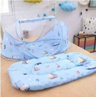 Portable Foldable Baby Sleeping Nest Cot with Mosquito Net – Lightweight Travel Baby Bed, Breathable Cotton Mattress, Insect Protection Dome, Newborn Sleeping Cot for Home & Outdoor Use