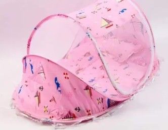 Portable Foldable Baby Sleeping Nest Cot with Mosquito Net – Lightweight Travel Baby Bed, Breathable Cotton Mattress, Insect Protection Dome, Newborn Sleeping Cot for Home & Outdoor Use