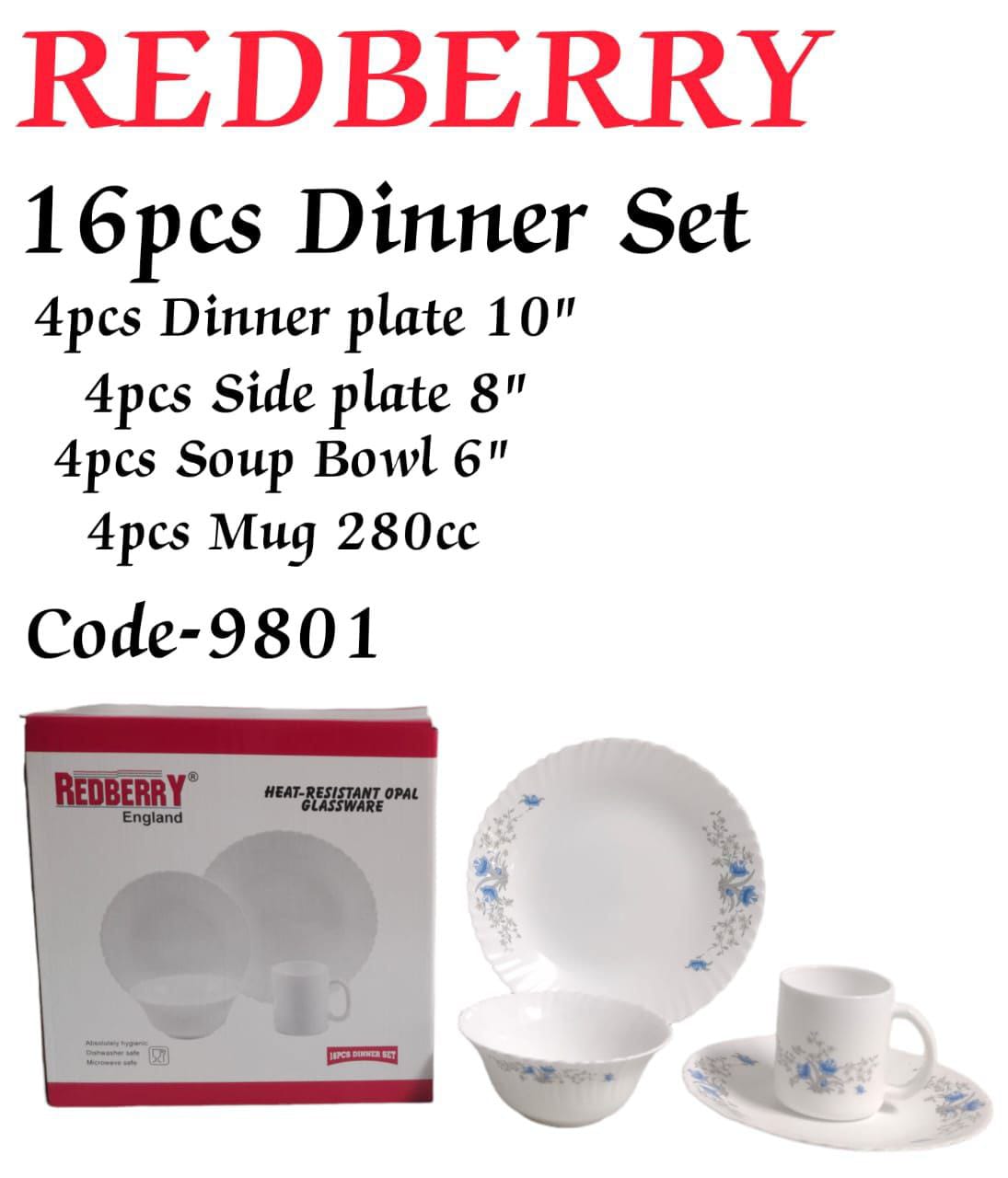 16pcs high quality redberry premium range of Opal ware kitchen dinner sets..