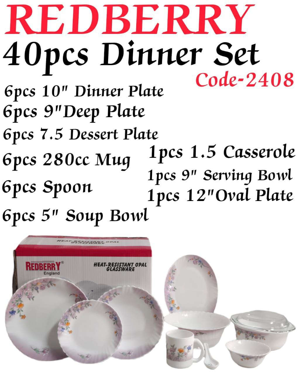 16pcs high quality redberry premium range of Opal ware kitchen dinner sets..