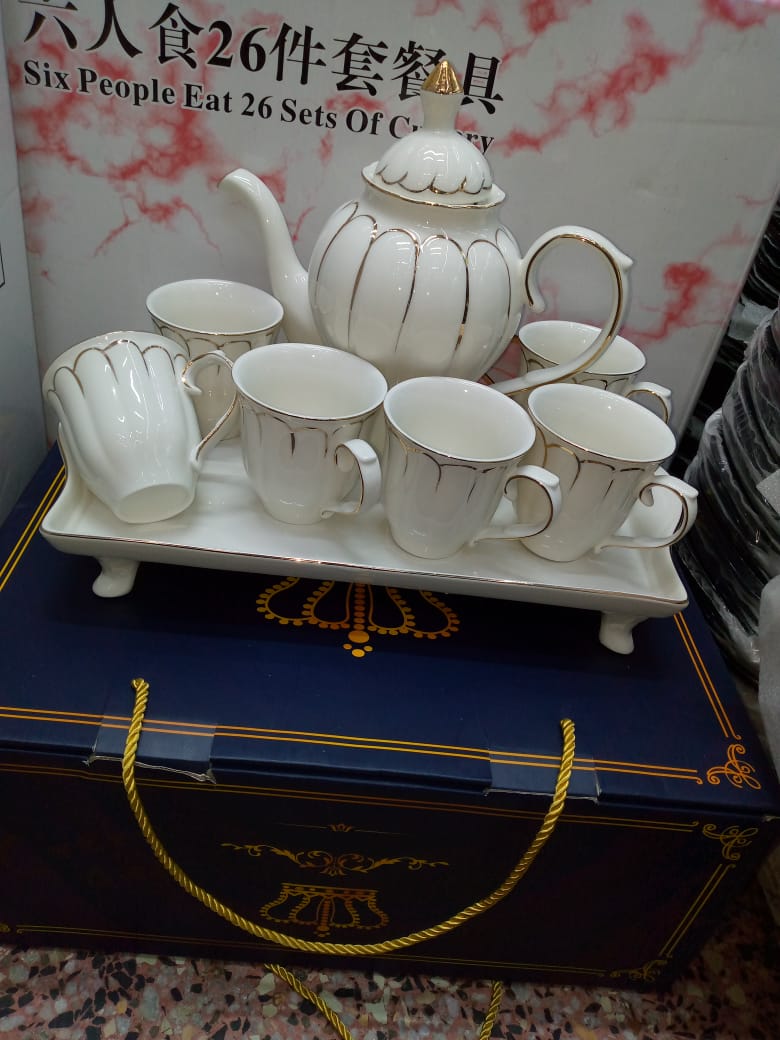 7pcs high quality ceramic kitchen tea set.