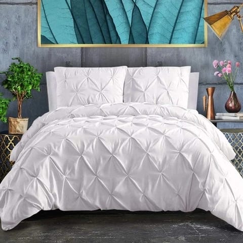High quality Pinch pleat cross pintuck duvet cover set