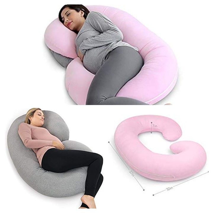 C shape microfiber pregnancy pillow with Satin inner cover and removeable outer cover