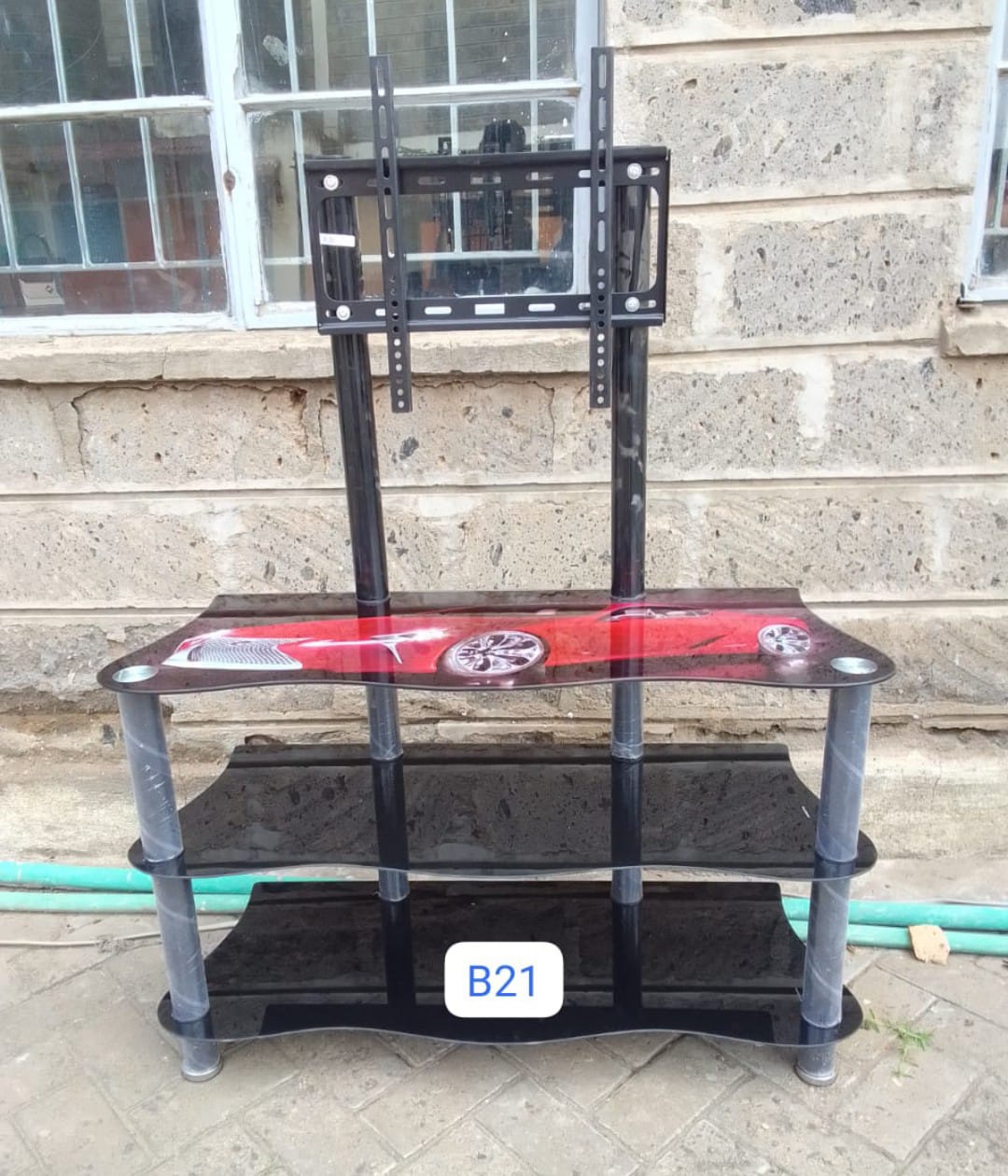 Classy Glass tampered TV Stand with TV Mount....easy to mount