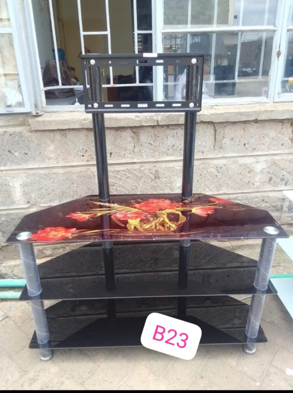 Classy Glass tampered TV Stand with TV Mount....easy to mount