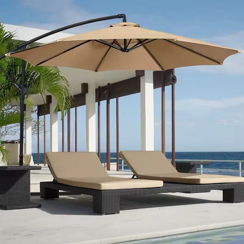 Heavy base high quality metallic and canvas outdoor portable umbrella