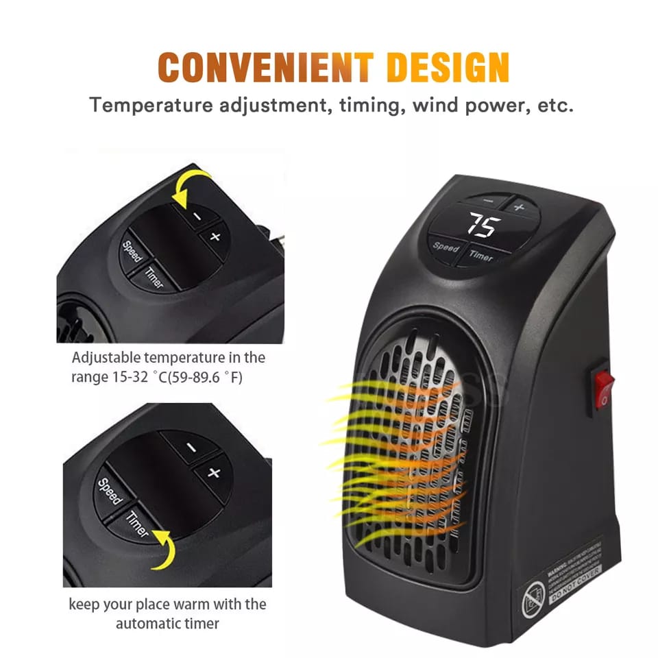 Portable powerful and strong socket fan heater...best to use in homes, schools and offices