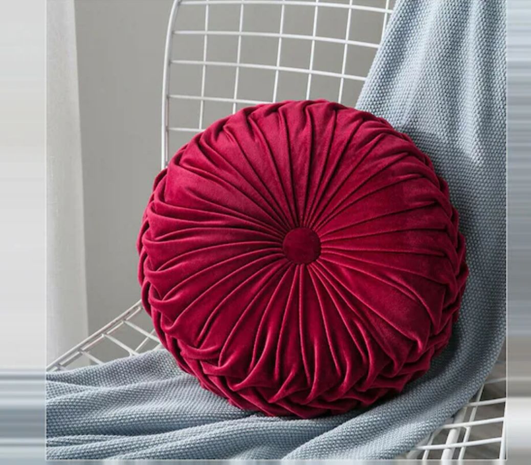 2PCS HIGH QUALITY ROUND VELVET DECORATIVE HOME PILLOW WITH THE SIZE OF 18CM WIDE