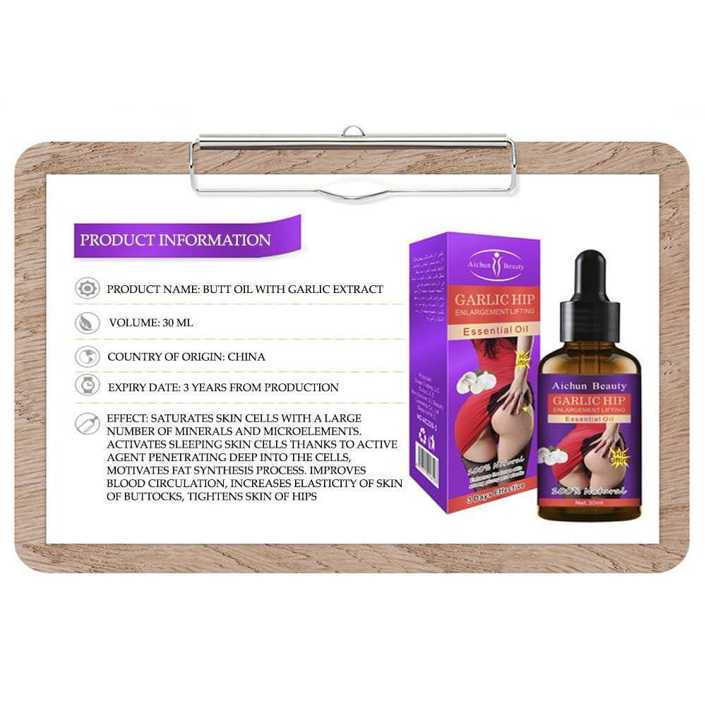 Aichun Beauty Garlic Hip Enlargement Lifting Essential Oil Butt & Hips Lift Up Ass Buttocks Enhancing Big Butt Firm Figure Enlarging Essential Oil