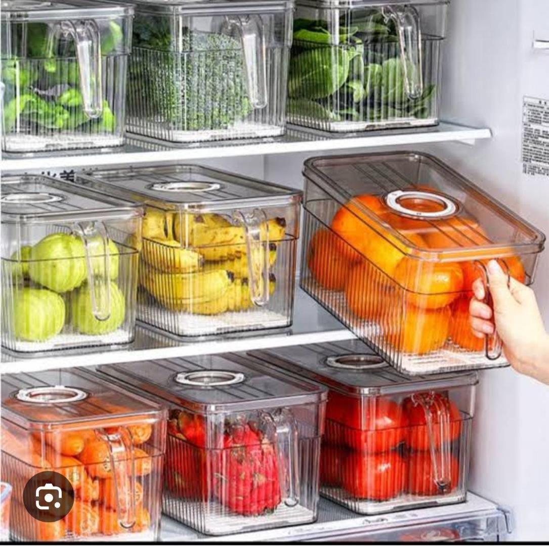 Acrylic Fridge Organizer,BPA-Free Clear Plastic Refrigerator Organizer Bins with Handle for Cabinet, Kitchen, Countertops, Cupboard, Freezer Organization