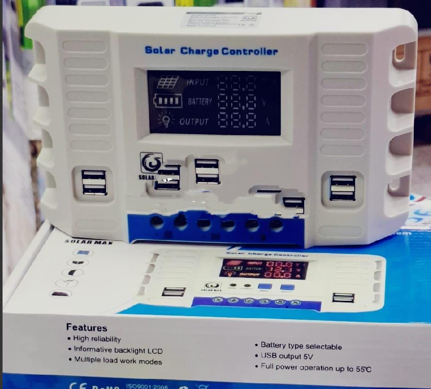 Solarmax 60A PWM Solar Charge Controller – 12V/24V Auto, LCD Display, USB Output