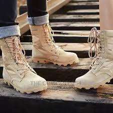 High-Top Desert Military & Tactical Combat Boots – Durable Leather Army Boots with Anti-Slip Sole & Ankle Support for Outdoor, Hiking & Security Use