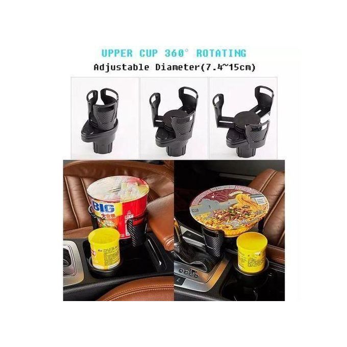 Strong durable expandable dual slot car cup holder