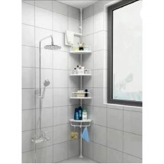 4 Layer Multi Corner Shelf Tension Pole-Bathroom Organizer