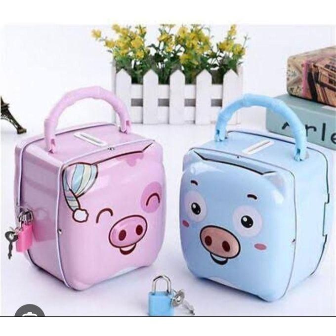 Metallic Piggy Bank for Kids with Padlock & Keys Children's Toy Gift Saving coins & Note Banks Jar